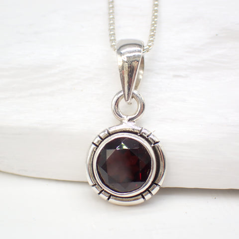 Garnet Sterling Silver Pendant