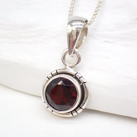 Garnet Sterling Silver Pendant