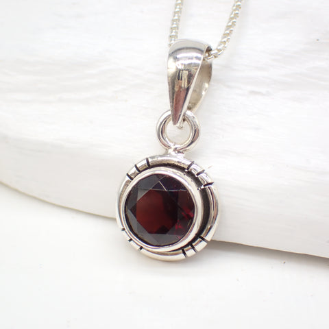 Garnet Sterling Silver Pendant