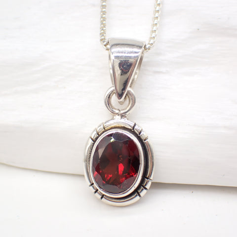 Garnet Sterling Silver Pendant