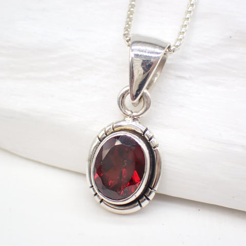 Garnet Sterling Silver Pendant