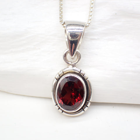 Garnet Sterling Silver Pendant