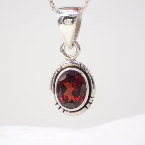 Garnet Sterling Silver Pendant