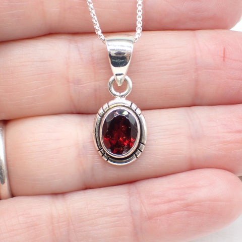 Garnet Sterling Silver Pendant