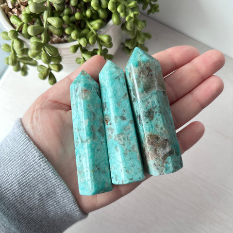 Amazonite avec tour de quartz fumé