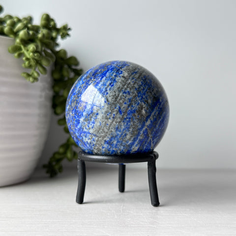 Lapis Lazuli Sphere on Metal Stand