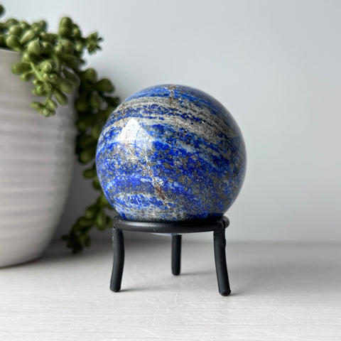 Lapis Lazuli Sphere on Metal Stand