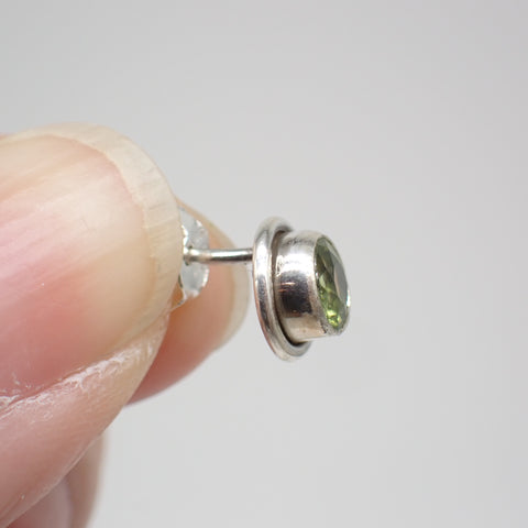 Sterling Silver Faceted Round Peridot Studs