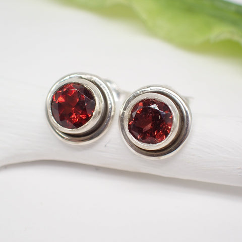 sterling silver garnet studs