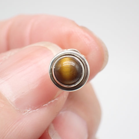 Sterling Silver Round Tigers Eye Studs