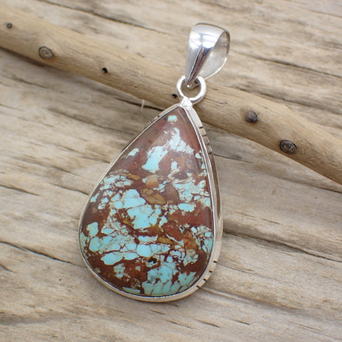 Sterling Silver #8 Turquoise Pendant