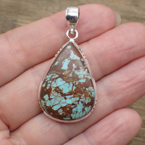 Sterling Silver #8 Turquoise Pendant