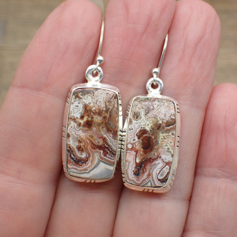 Sterling Silver Crazy Lace Agate Earrings