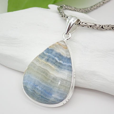 Blue Scheelite Sterling Silver Pendant