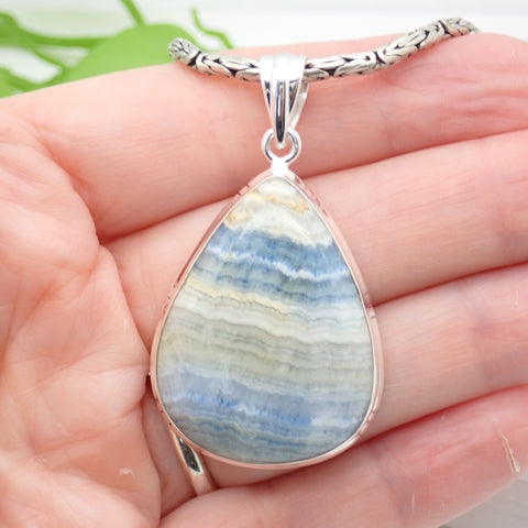 Blue Scheelite Sterling Silver Pendant