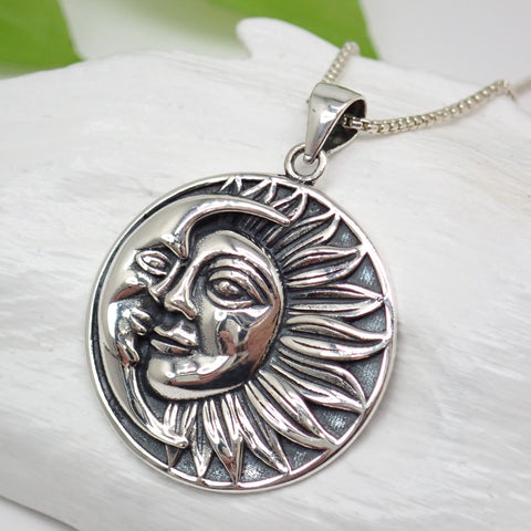 Sterling Silver Sun and Moon Pendant