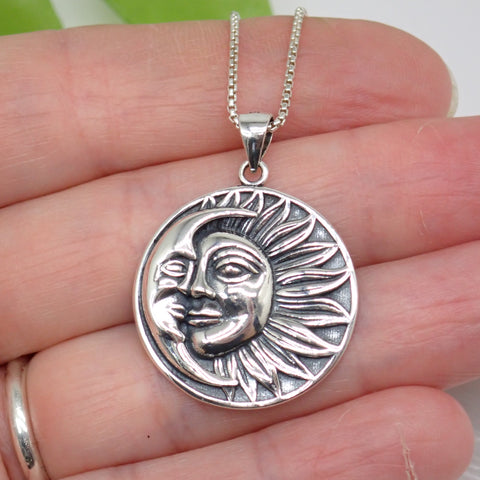 Sterling Silver Sun and Moon Pendant