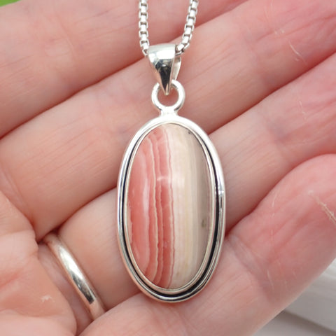 Rhodochrosite Sterling Silver Pendant