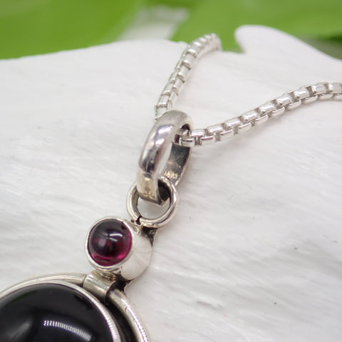 Black Onyx & Amethyst Sterling Silver Pendant