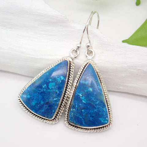 Shattuckite Sterling Silver Earrings