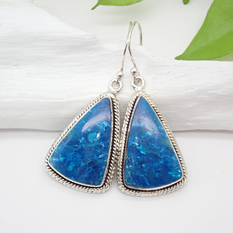 Shattuckite Sterling Silver Earrings