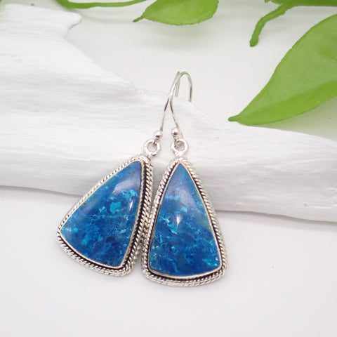 Shattuckite Sterling Silver Earrings