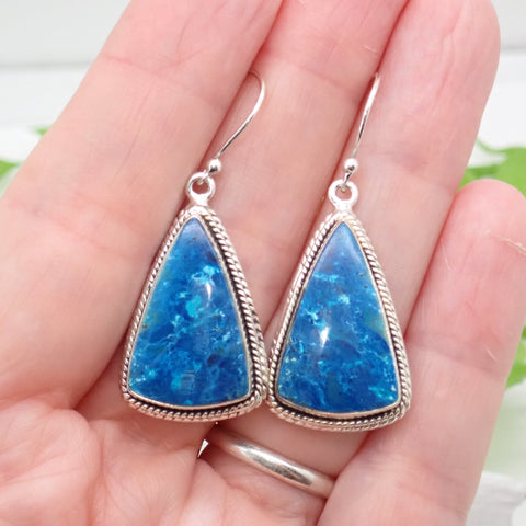 Shattuckite Sterling Silver Earrings