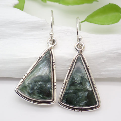 Seraphinite Sterling Silver Earrings