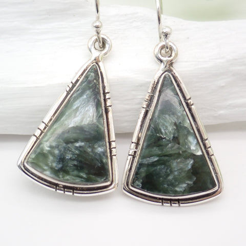 Seraphinite Sterling Silver Earrings