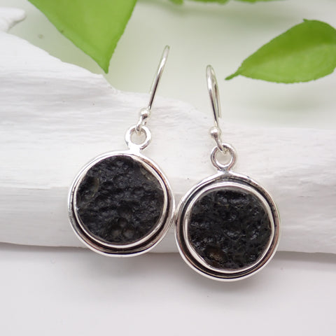 Tektite Sterling Silver Earrings