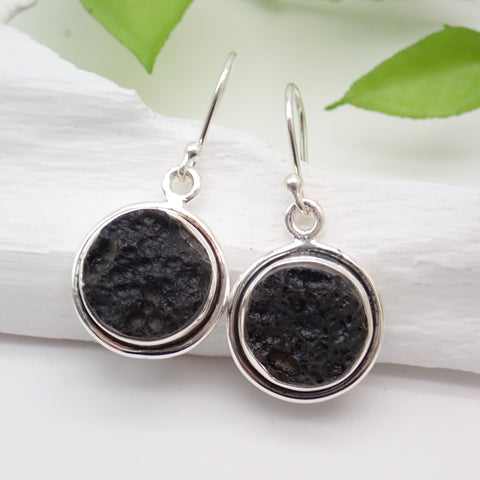 Tektite Sterling Silver Earrings