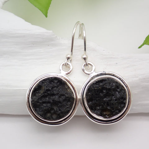 Tektite Sterling Silver Earrings