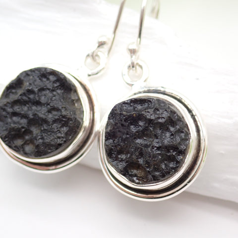 Tektite Sterling Silver Earrings