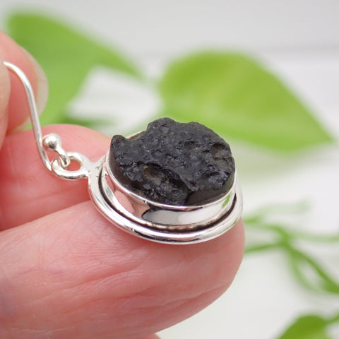 Tektite Sterling Silver Earrings