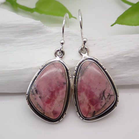 Rhodonite Sterling Silver Earrings