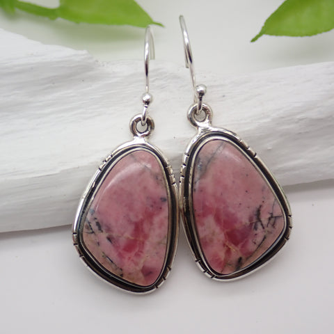 Rhodonite Sterling Silver Earrings