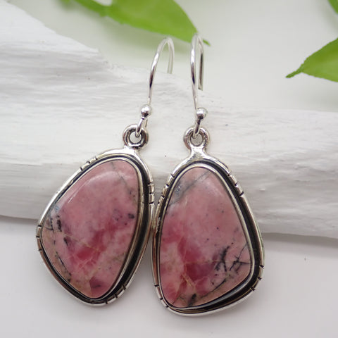 Rhodonite Sterling Silver Earrings