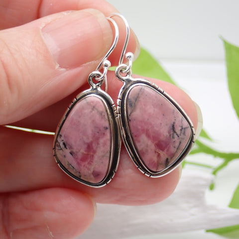 Rhodonite Sterling Silver Earrings