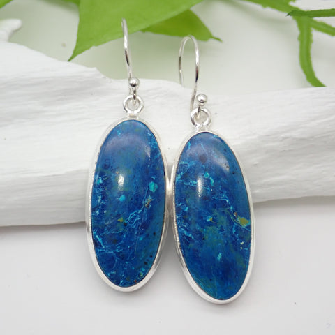 Shattuckite Sterling Silver Earrings