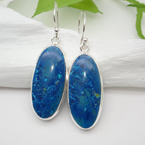 Shattuckite Sterling Silver Earrings