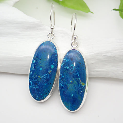 Shattuckite Sterling Silver Earrings