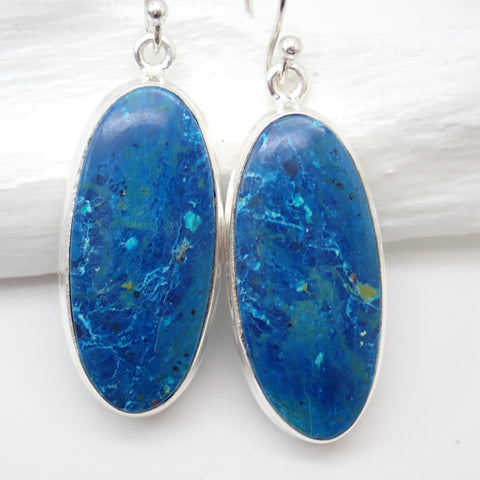 Shattuckite Sterling Silver Earrings