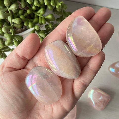 Aura Rose Quartz Large Tumble