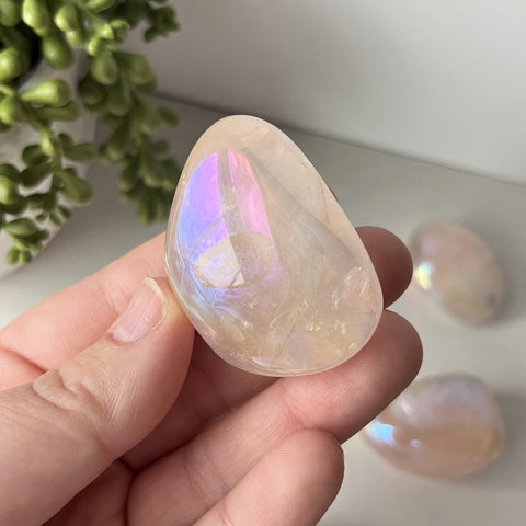 Aura Rose Quartz Large Tumble