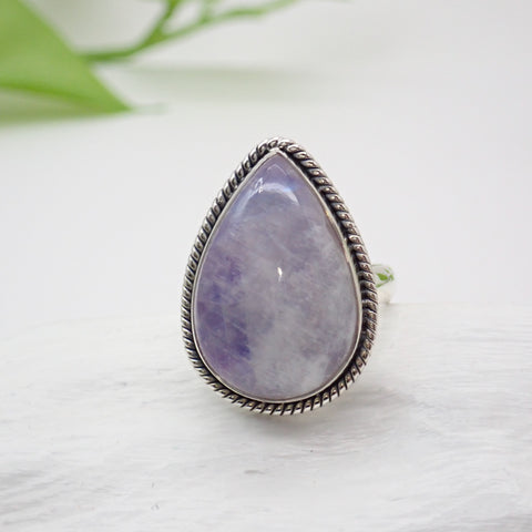 Purple Moonstone Sterling Silver Ring - Size 7