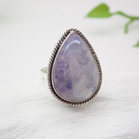 Purple Moonstone Sterling Silver Ring - Size 7