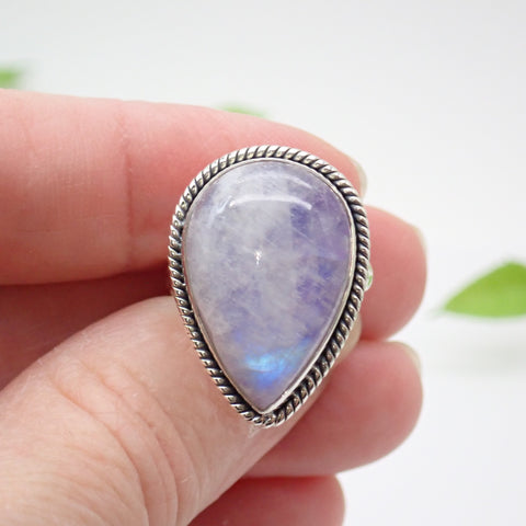 Purple Moonstone Sterling Silver Ring - Size 7