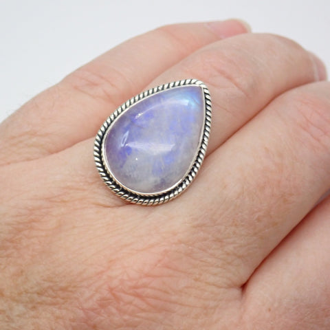 Purple Moonstone Sterling Silver Ring - Size 7