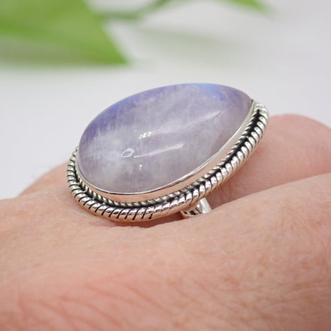 Purple Moonstone Sterling Silver Ring - Size 7