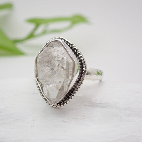 Herkimer Diamond Sterling Silver Ring - Size 10